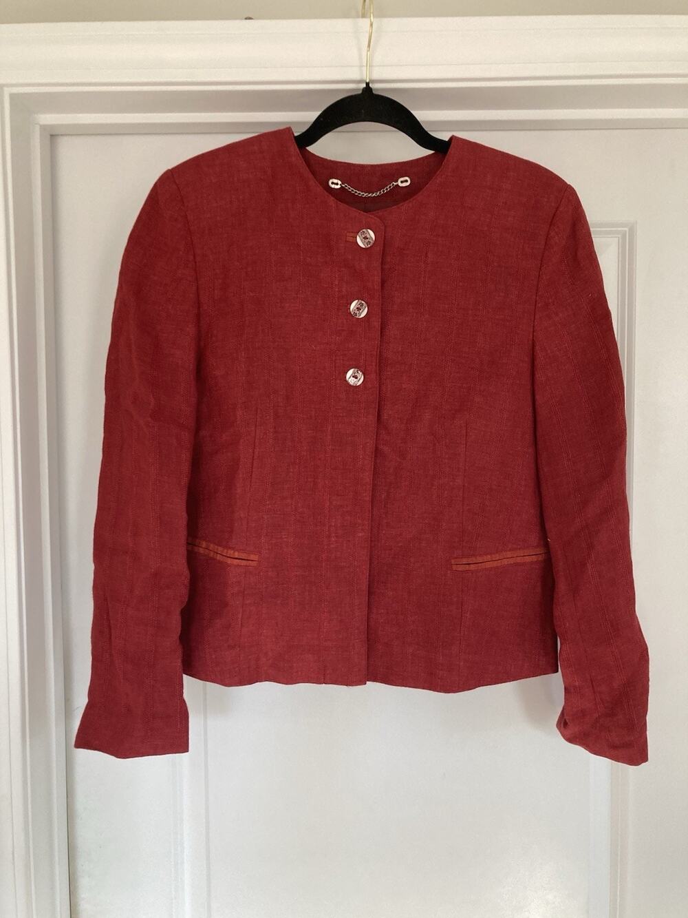 Berwin & Wolf Vintage Red Linen Jacket Trachten Oktoberfest Bavarian Size 38